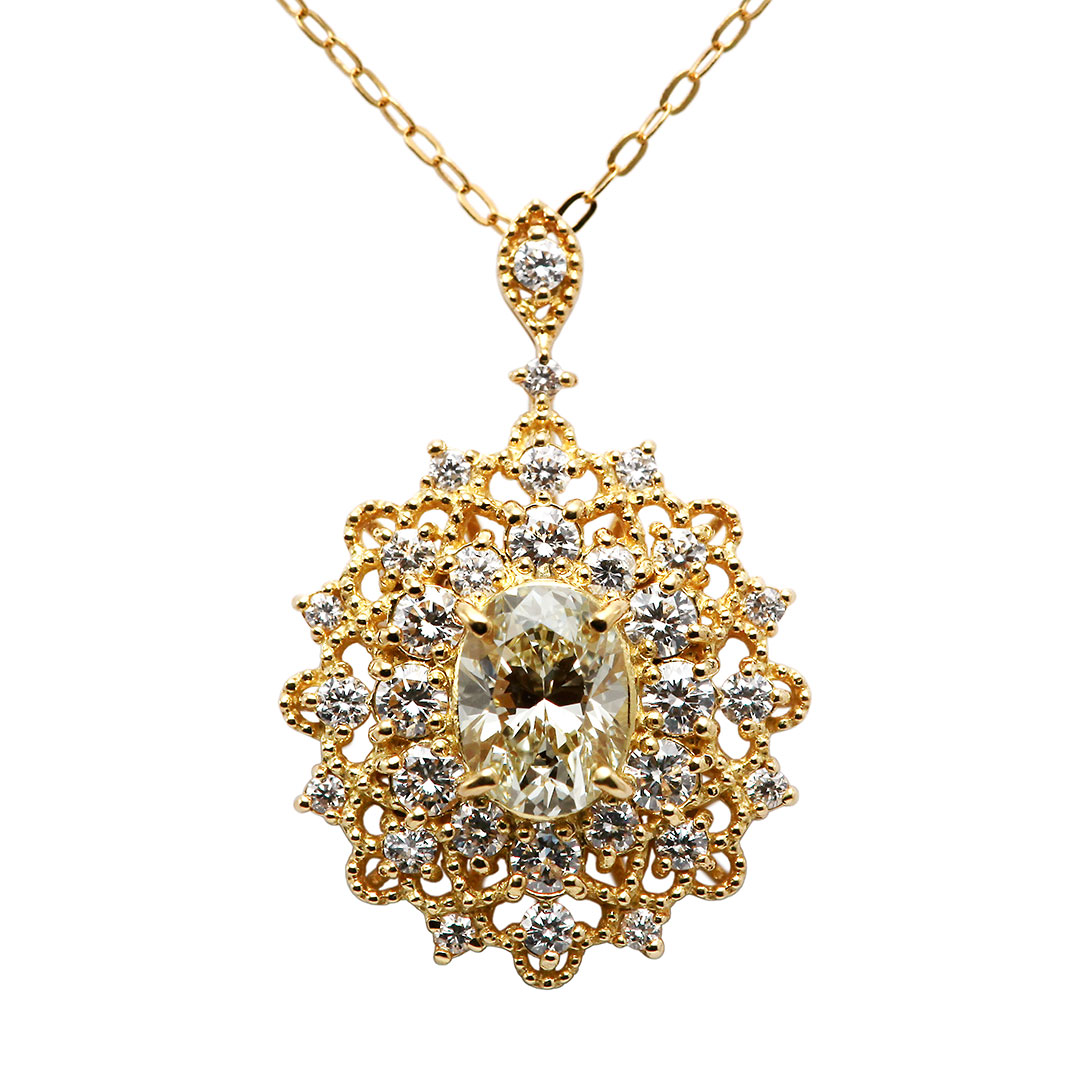 K18 1ct オーバルダイヤモンド ネックレス|宝寿堂【店】
