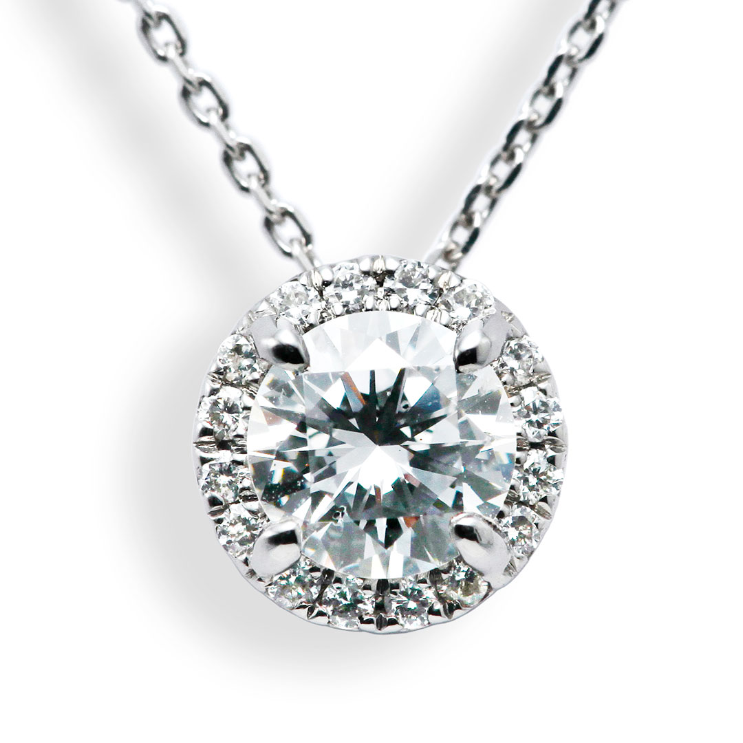 楽天市場】プラチナダイヤモンドヘイローネックレス 0.30ct-D