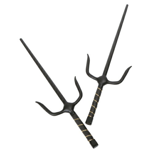 武具　十手　48CM　2本セット　黒メッキ釵　琉球古武術　鉄製　古武道　刀剣美術 武具 十手 48CM 2本セット 黒メッキ釵 琉球古武術 鉄製 古武道