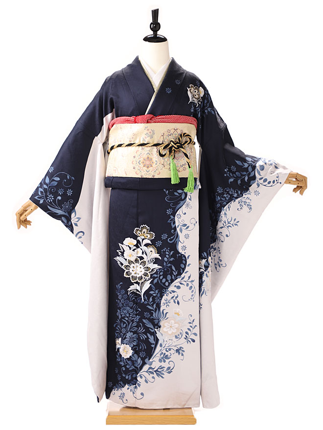 【成人式】振袖レンタル 振袖 ふりそで furisode 二十歳のお祝い せいじんしき ２０歳 女性 着物 結納 結婚式 青×白 モダン柄【 155cm 160cm 165cm】 FA0543【レンタル】 15,444円