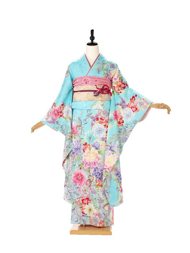 有名人芸能人 着物セット 振袖 レンタル 成人式 ふりそで Furisode 二十歳のお祝い せいじんしき ２０歳 女性 着物 正絹 水色 278 レンタル Www Ethiopianreporter Com