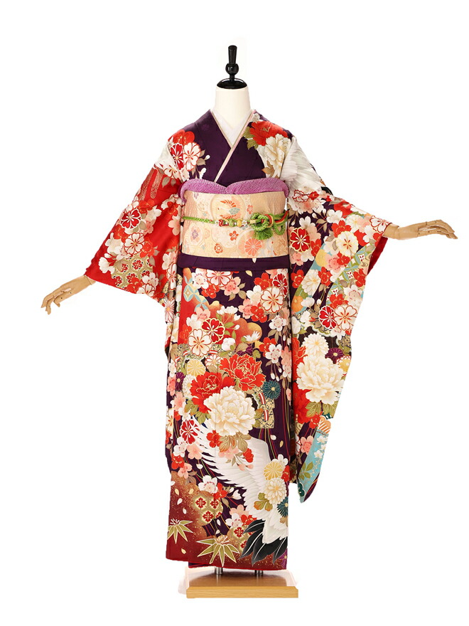 着物セット セール特価 振袖 紫435 レンタル 正絹 着物 女性 ２０歳 せいじんしき Furisode 二十歳のお祝い ふりそで 成人式 レンタル Dma Hu