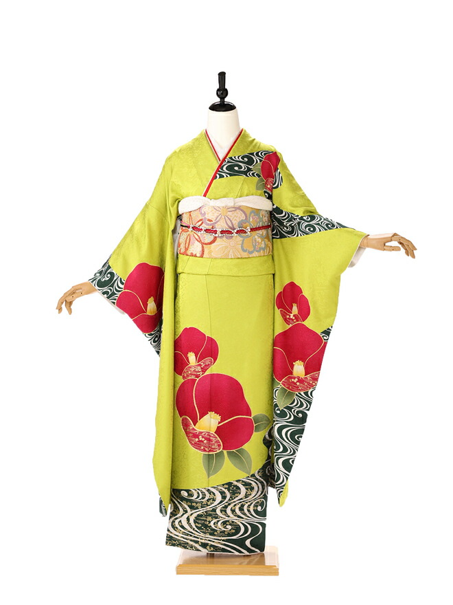 振袖 レンタル 成人式 ふりそで furisode　二十歳のお祝い せいじんしき ２０歳 女性 着物 正絹 若草 155cm 160cm 165cm　447【レンタル】 8,804円