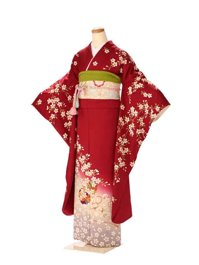 振袖 レンタル 成人式 ふりそで furisode　二十歳のお祝い せいじんしき ２０歳 女性 着物 正絹 赤　242【レンタル】