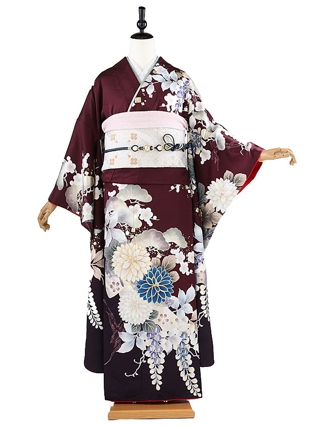 【成人式】銀彩友禅 振袖レンタル 正絹 振袖 ふりそで furisode 二十歳のお祝い せいじんしき ２０歳 女性 着物 結納 結婚式 ｴﾝｼﾞ 155cm 160cm 165cm FA0630【レンタル】｜着物ネットレンタルkimonoshop