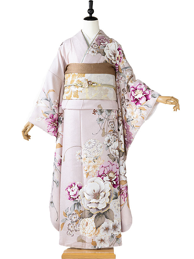 【成人式】振袖レンタル 振袖 ふりそで furisode 二十歳のお祝い せいじんしき ２０歳 女性 着物 結納 結婚式 くすみピンク 牡丹 155cm 160cm 165cm FA0629【レンタル】