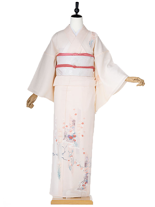 訪問着 絽 正絹 レンタル 夏用 フルセットレンタル 着物 【7月8月】155cm 160cm 165cm サマー summer　夏きもの 【結婚式】【披露宴】【wedding】【発表会】 黄色 5125【レンタル】