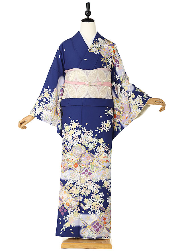 楽天市場】【美人きもの】訪問着 レンタル フルセット 着物 青色