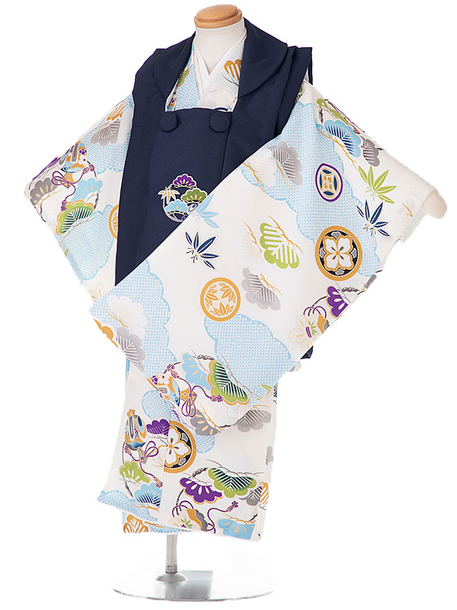 着物　被布　3歳　男の子　小町kids 七五三 着物 3歳 男の子 ブランド被布セット 「小町kids 鷹と松に七宝