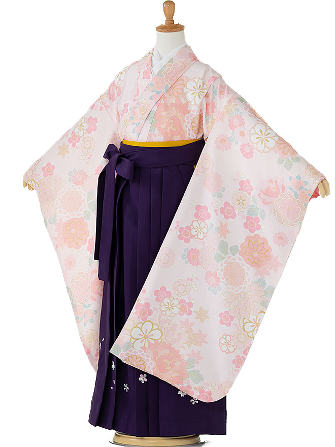 【卒園式 女の子 袴】【KAGURA】着物レンタル 身長120cm 125cm 130cm 7歳 保育園 幼稚園 園児 往復送料無料 ピンク purple hK7544【レンタル】|着物ネットレンタルkimonoshop