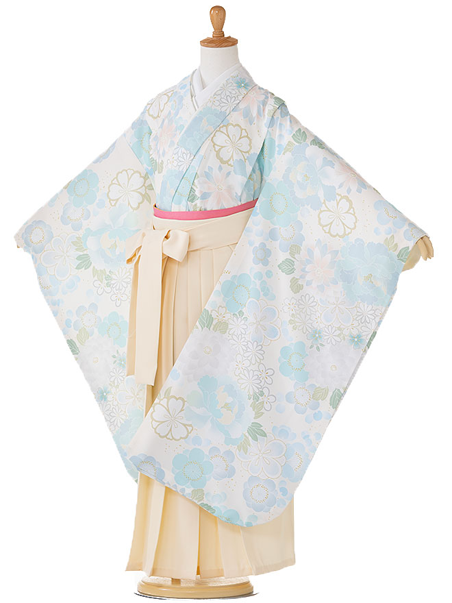 【卒園式 女袴】【卒業式】 着物レンタル 身長115cm 120cm 125cm 7歳 幼稚園 園児 往復送料無料 KAGURA 水色 white hK7673【レンタル】｜着物ネットレンタルkimonoshop