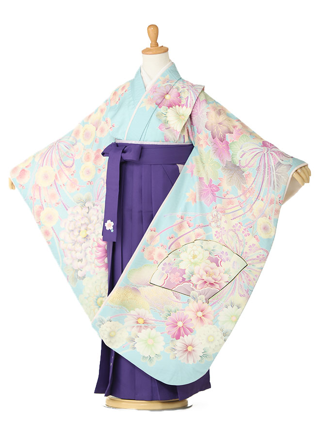【卒園式 女袴】【卒業式】 着物レンタル 身長115cm 120cm 125cm 7歳 幼稚園 園児 往復送料無料 日本製 華徒然 水色 hK7578【レンタル】