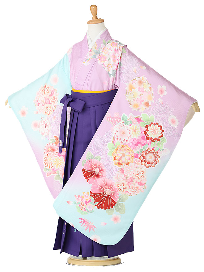 【卒園式 女の子 袴】【shikiburoman】着物レンタル 身長115cm 120cm 125cm 7歳 幼稚園 園児 往復送料無料 藤 水色 hK7599【レンタル】