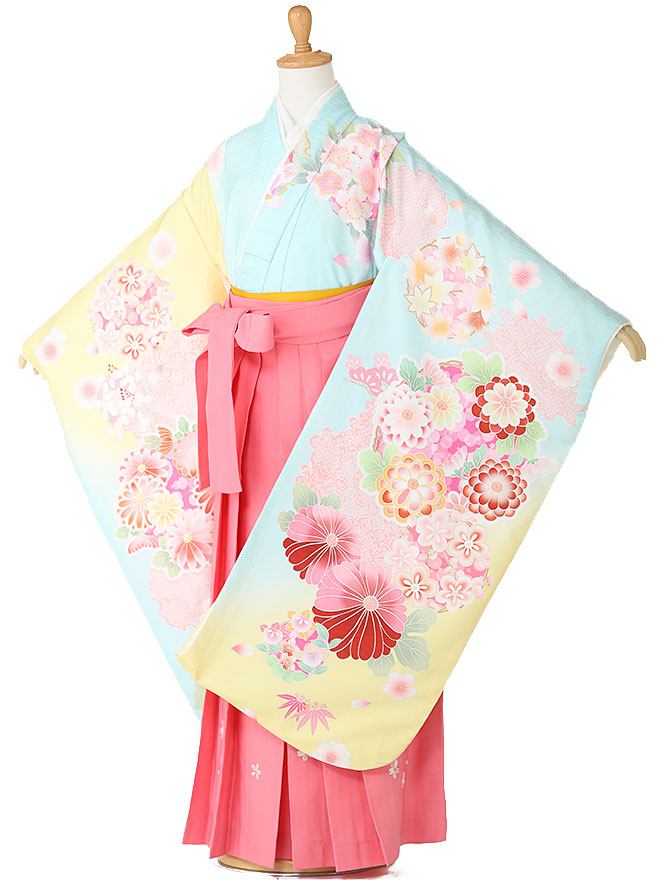 【卒園式 女の子 袴】【shikiburoman】着物レンタル 身長120cm 125cm 130cm 7歳 幼稚園 園児 往復送料無料 水色 hK7600【レンタル】