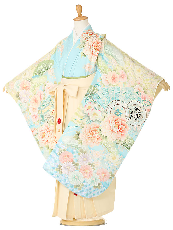 【卒園式 女の子 袴】【華徒然】着物レンタル 身長115cm 120cm 125cm 7歳 幼稚園 園児 往復送料無料 水色 hK7711【レンタル】|着物ネットレンタルkimonoshop