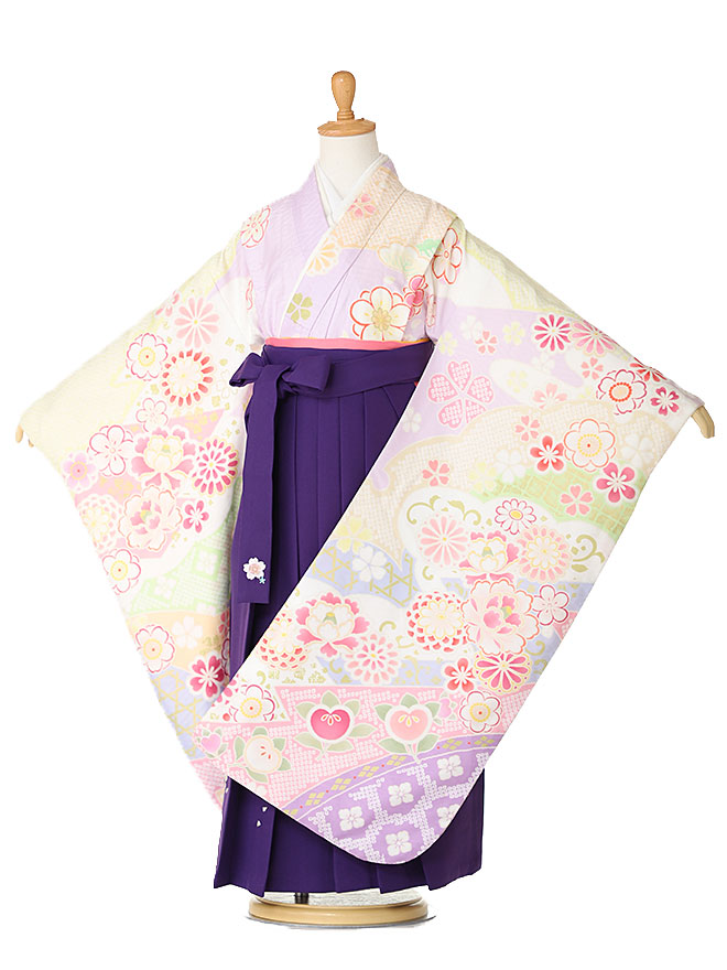 【卒園式 女の子 袴】【shikiburoman 】着物レンタル 身長115cm 120cm 125cm 6歳 7歳 保育園 幼稚園 園児 往復送料無料 紫 hK7623【レンタル】｜着物ネットレンタルkimonoshop