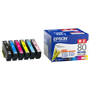 エプソン　ＥＰＳＯＮ　インクカートリッジ　（６色パック）　ＩＣ６ＣＬ８０