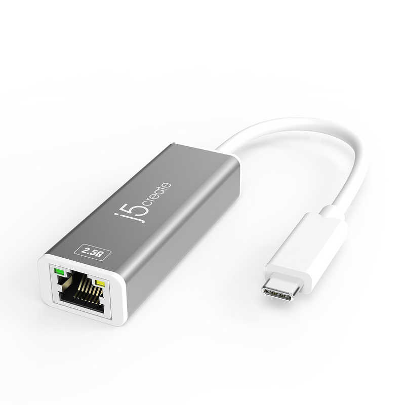J5　０．１０ｍ［ＵＳＢ－Ｃ　オス→メス　ＬＡＮ］３．１変換アダプタ　２．５Ｇｂｐｓ対応　シルバー　JCE145
