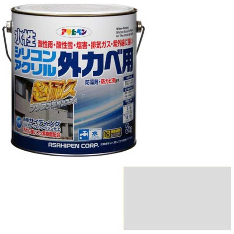 アサヒペン　水性シリコンアクリル外かべ用 3kg (ソフトグレー)　AP9010597_