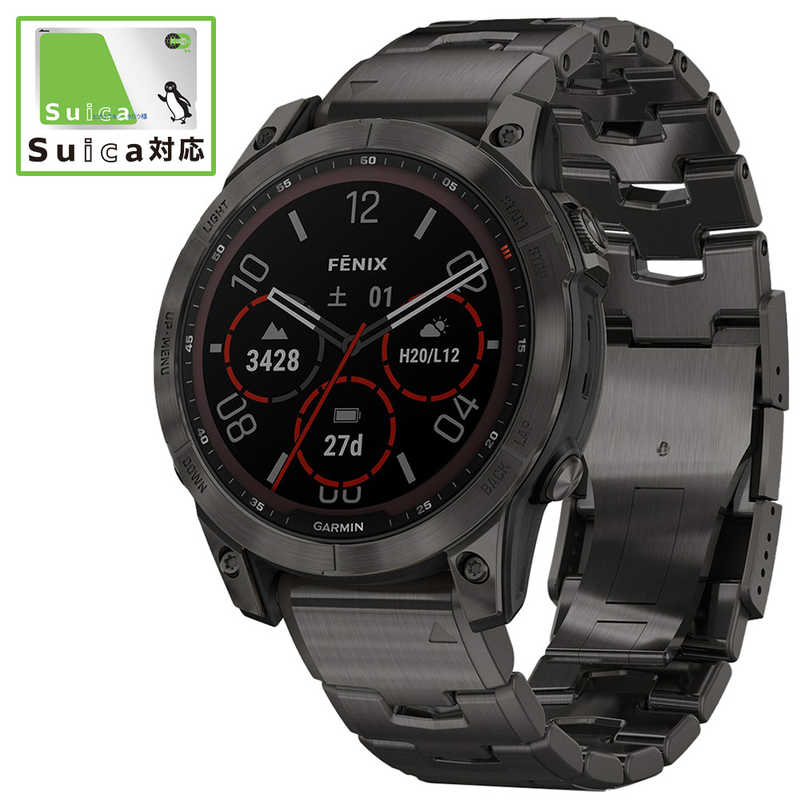 お気に入り Garmin スマートウォッチ Fenix 7 Sapphire Dual Power Ti Carbon Gray Dlc Vented Titanium Band