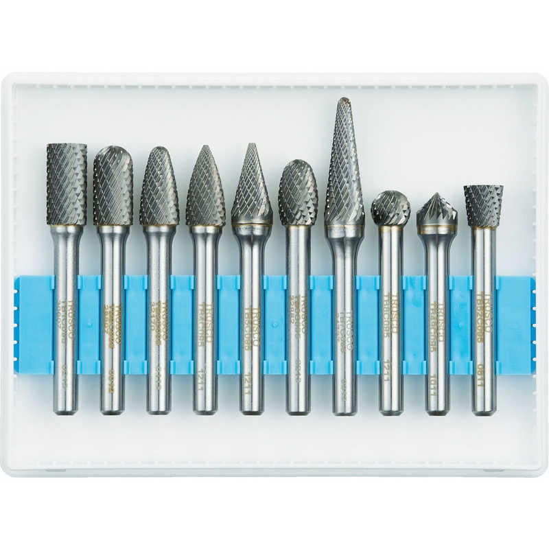 トラスコ中山 超硬バーセットCシリーズ 軸6mm 刃径9.5mm 10本セット TBC09510S|コジマ店