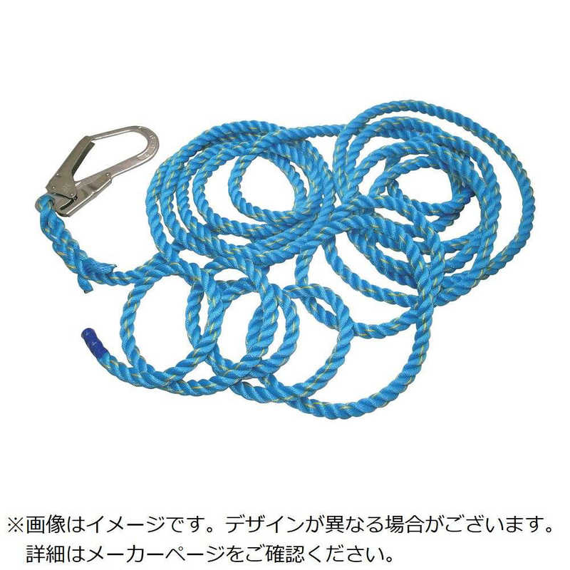 まつうら工業　青色ニュｰテトロン親綱(垂直用)16mmΦ×15m片側フック付 　NEWTETORON1615BLUE