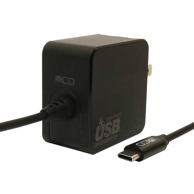 ナカバヤシ　AC ⇔ USBC充電器 ノートPC・タブレット対応 65W ［1.5m USB Power Delivery対応GaN(窒化ガリウム) 採用］ ブラック　IPA-GC15AN/BK