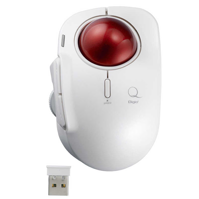 ナカバヤシ　マウス トラックボール Digio2 Qシリーズ [レーザー /無線(ワイヤレス) /5ボタン /USB] ホワイト　MUS-TRLF184W