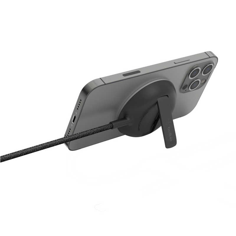 BELKIN　MagSafe認証 磁気ワイヤレス充電スタンド/パッド 電源アダプタ付(ブラック) 　WIA004DQBK