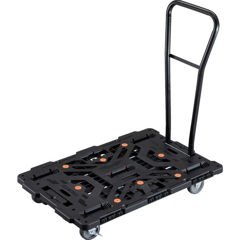 トラスコ中山 TRUSCO連結式樹脂製平台車ビートル900X600自在3輪内2輪ストッパー付脱着式ハンドル付 BT900J3S2HE100|コジマ店