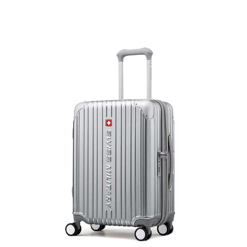 SWISSMILITARY　CYGNUS(シグナス) スーツケース 55cm 機内持ち込み可 42L ダブルファスナー TSAロック ネームタグ付 メタルシルバー　SMA820SILVER