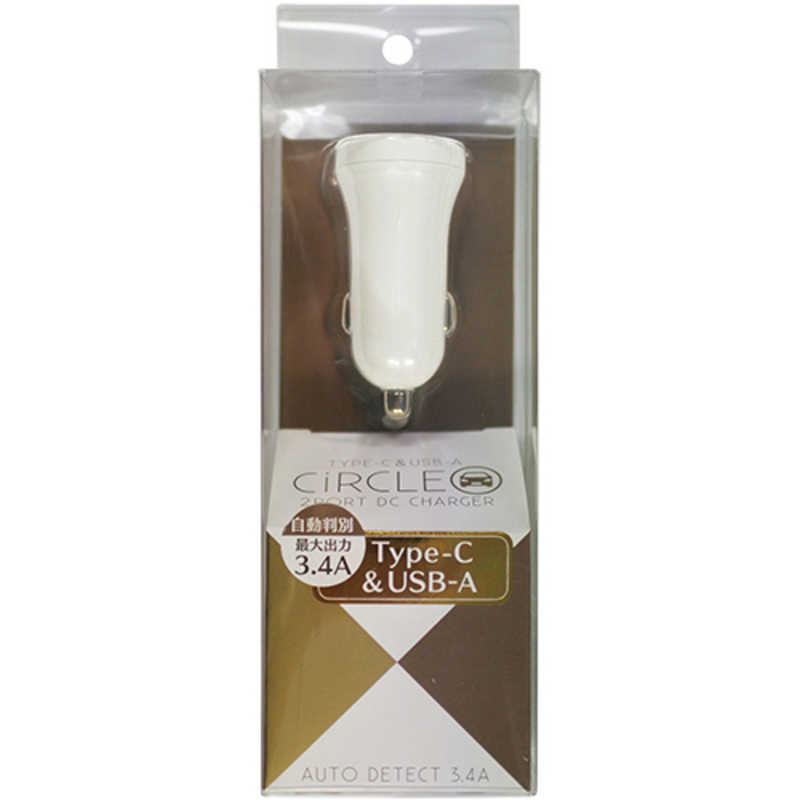 オズマ　DC-USB充電器3.4A 2Port(Type-C＆USB-A) ホワイト ［2ポート /Smart IC対応］　IH-DCUC34ADW画像