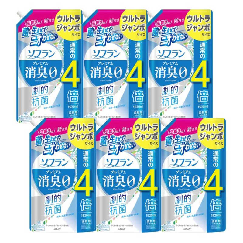 LION　(ケース販売)ソフランプレミアム消臭ホワイトハーブ替ウルトラジャンボ1520mL×6