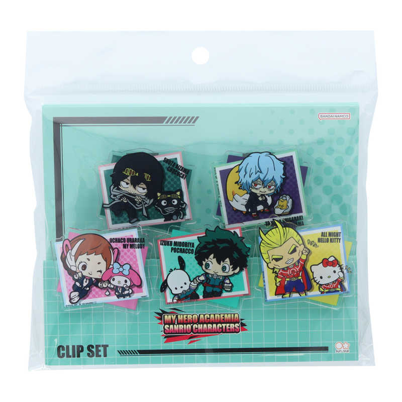 サンスター文具　アクリルクリップ5個セット 僕のヒーローアカデミア×サンリオキャラクターズ A　S3623459画像