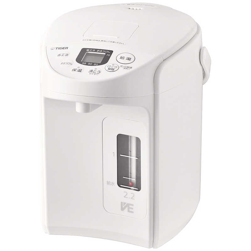 タイガー TIGER 電気ポット とく子さん 2.2L VE電気まほうびん クールホワイト PIQ-G220WC|コジマ店