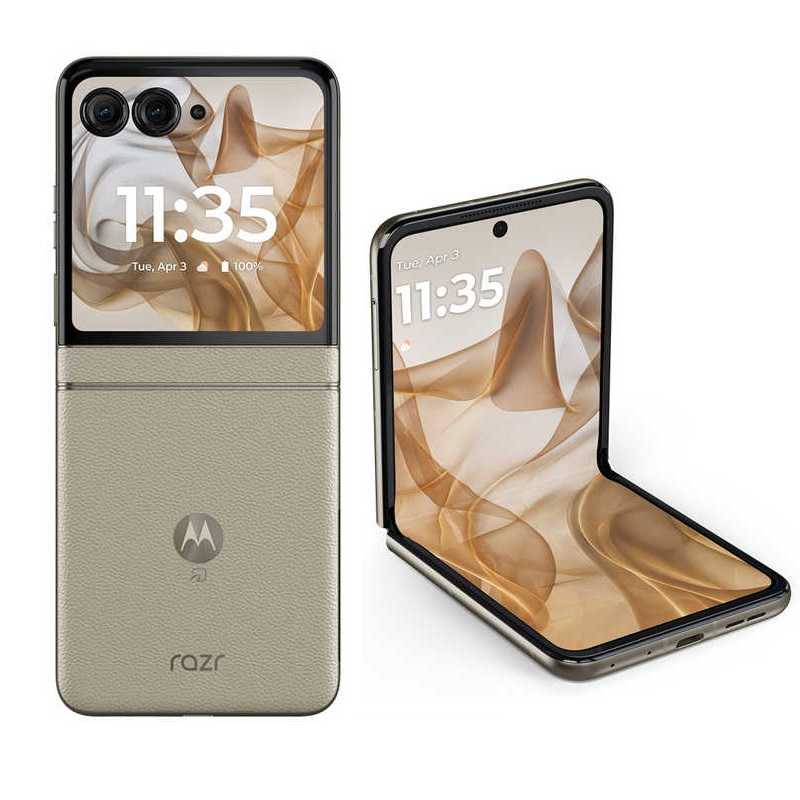 モトローラ　SIMフリースマートフォン motorola razr 50 / Dimensity 7300X / 6.9インチ 12GB+512GB サンドクリーム　PB230001JP