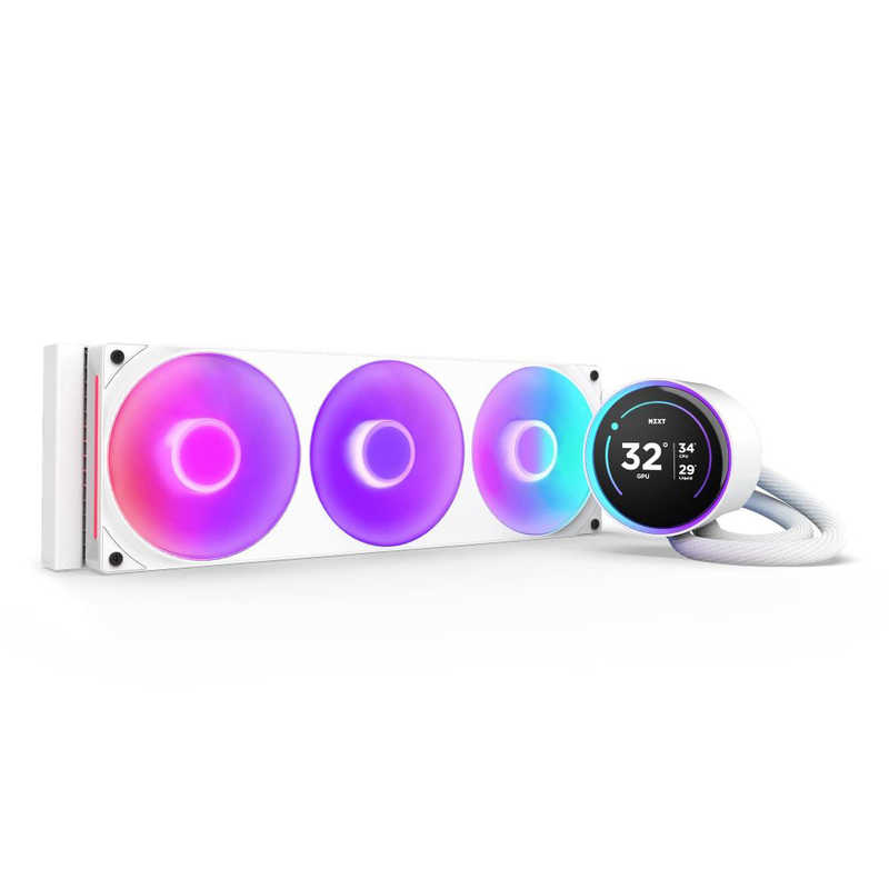 NZXT　水冷CPUクーラー KRAKEN ELITE360 RGB(2024) ［ 360mmファンx1/ 2.72液晶ヘッド ］ ホワイト　RLKR36EW2｜コジマ店