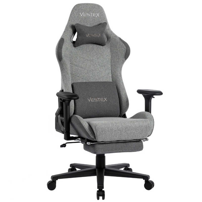 ルームワークス　ゲーミングチェア ［W720xD720xH1205～1275mm］ VESTEX S1FTシリーズ(フットレスト付き) グレー　VES-S1FTGY｜コジマ店