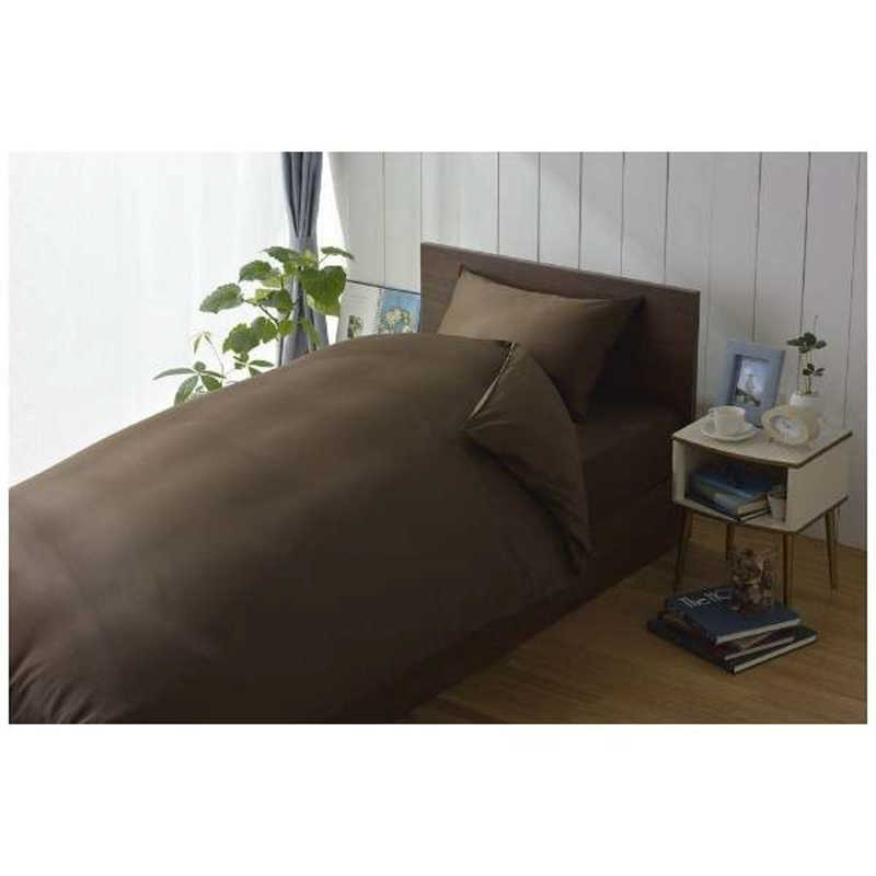生毛工房　掛け布団カバー 80サテン キングロングサイズ (綿100%/190×230cm/ショコラブラウン)