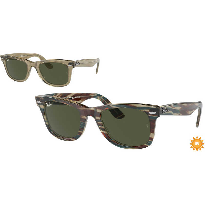 レイバン サングラス ORIGINAL WAYFARER CHANGE(Low Bridge Fit) RB2140F 138731 52mm フォトクロミックストライプグレー/グリーン|コジマ店