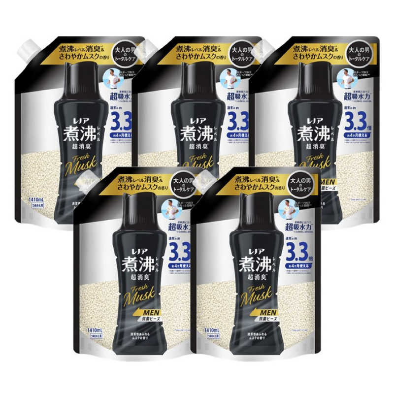 P＆G　(ケース販売) レノア 煮沸レベル消臭抗菌ビーズMEN清潔感あふれるムスクの香り つめかえ用 超特大 1410ml×5個 8,345円