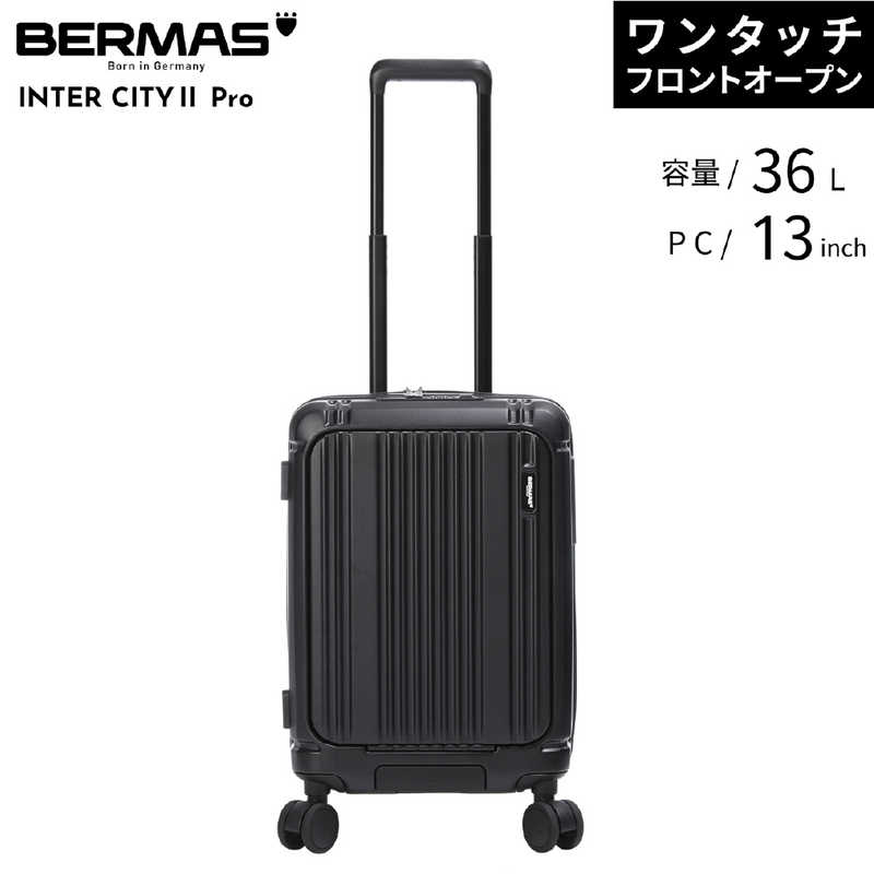BERMAS　バーマス スーツケース INTER CITY 2 PRO ワンタッチフロントオープン 宿泊目安：2泊～3泊 [TSAロック搭載 / 36L] マットブラック　60566
