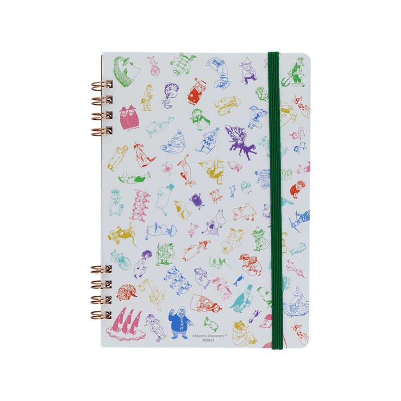 Sun-Star x Moomin Double-Ring Notebook - All-Stars (B6, Grid, 80th Anniversary Edition)
