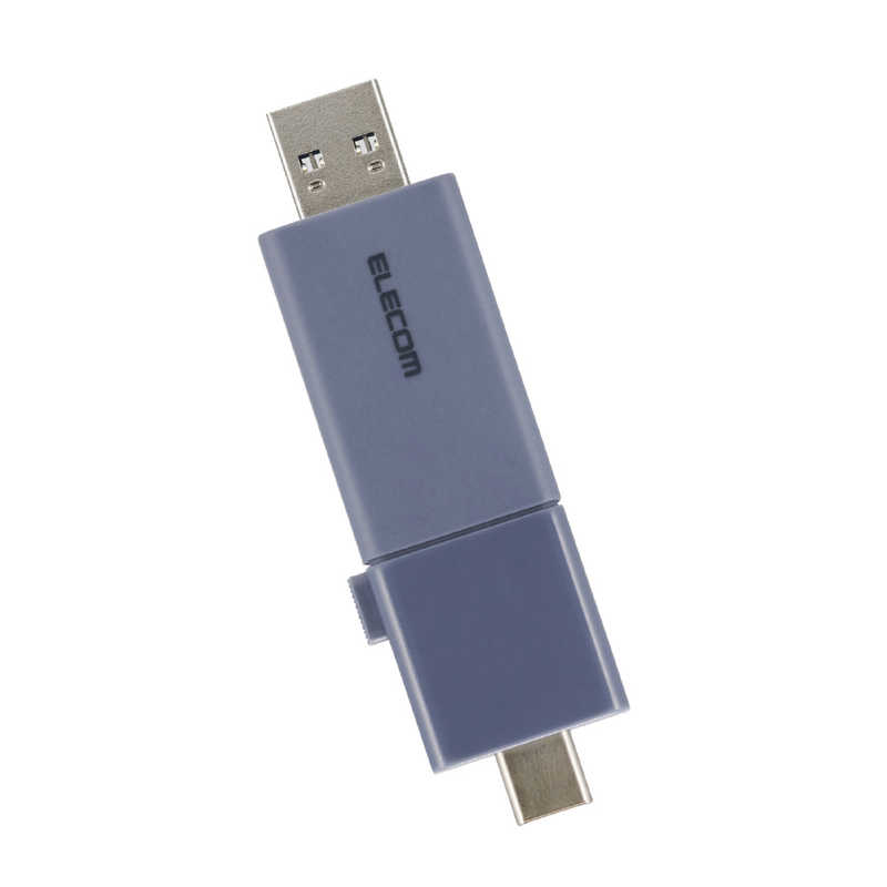 エレコム　ELECOM　USBメモリ 128GB USB3.2 Gen1 USB Type-C / USB-A 両対応 スライド式 高速データ転送 セキュリティソフト使用可 ブルー　MF-WSAU3128GBU の商品写真