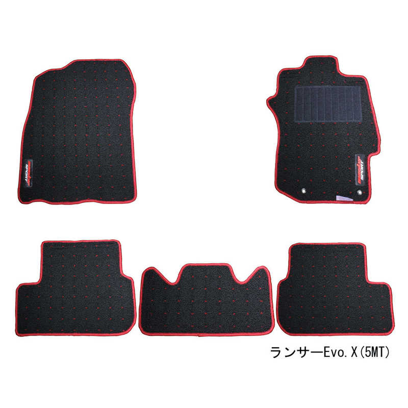 MONSTERSPORT　フロアマット ランサー エボリューション VII～IX[CT9A/CT9W] / X[CZ4A] ブラック×レッド　3PSQ11