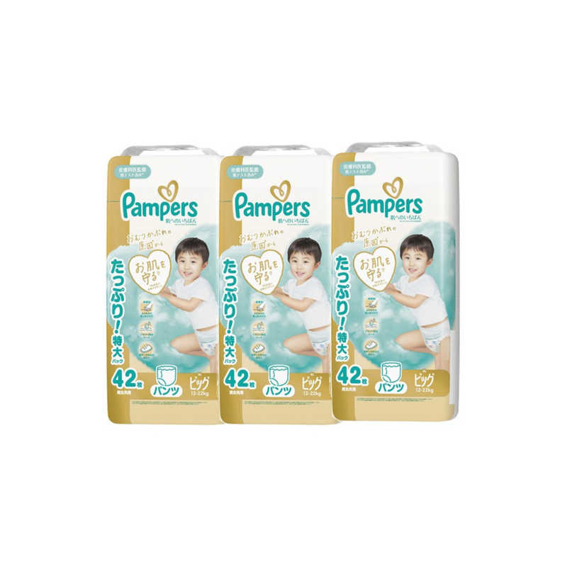 P＆G　(ケース販売) パンパース 肌へのいちばんパンツ ウルトラジャンボビッグ(12-22kg) 42枚×3個　PMハダパンUJXLCS