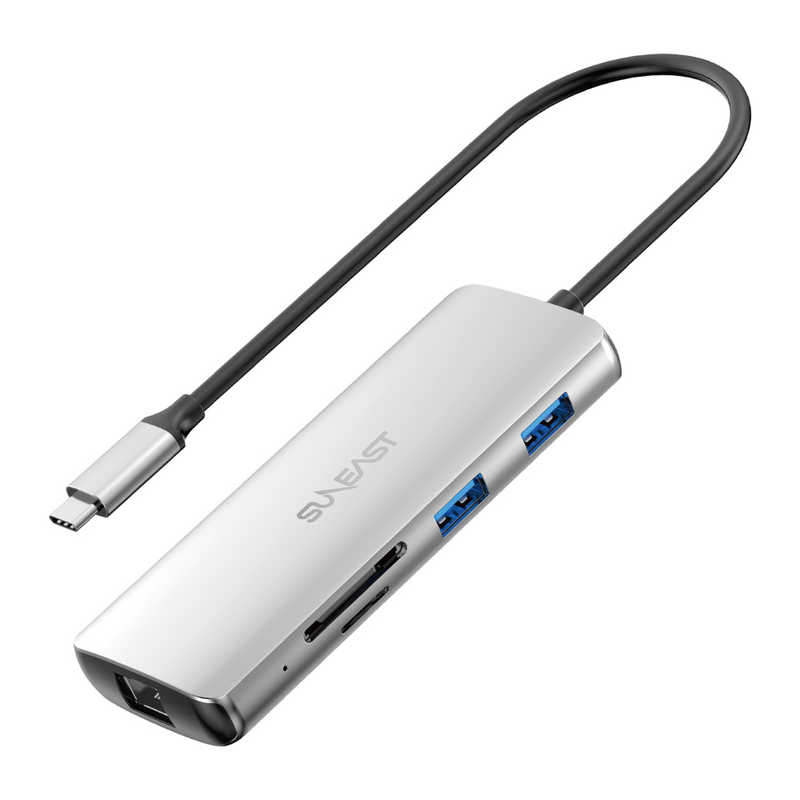 SUNEAST　USB Type-C ドッキングステーション マルチハブ 8in1 PD100W給電可能 ケーブル長25cm アルミ合金 ［USB Power Delivery対応］　SE-HUB081ADPLCF