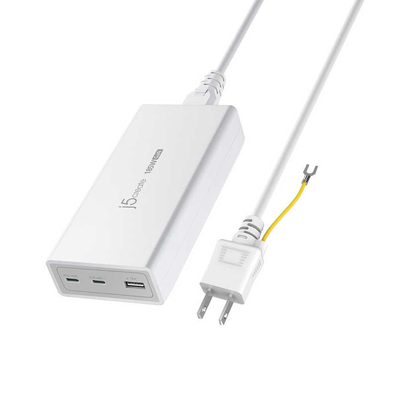 J5　185W GaN PD3.1 3ポート USB急速充電器 ［3ポート /USB Power Delivery対応 /GaN(窒化ガリウム) 採用］　JUP37185W