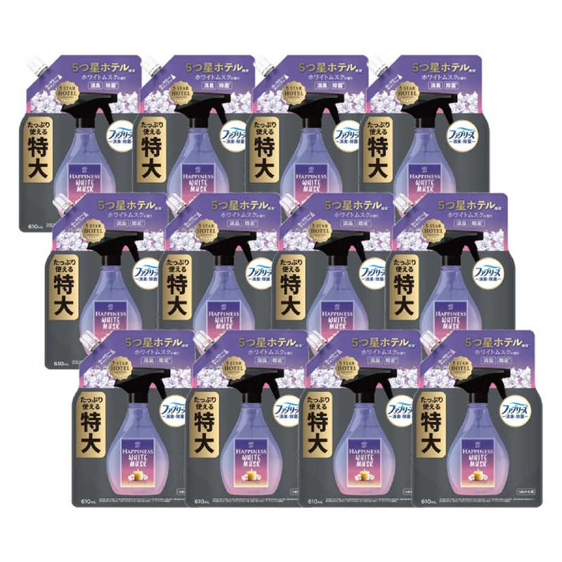 P＆G　(ケース販売) レノア ハピネスミスト ホワイトムスクの香り つめかえ 特大サイズ 610ml&times;12｜コジマ店