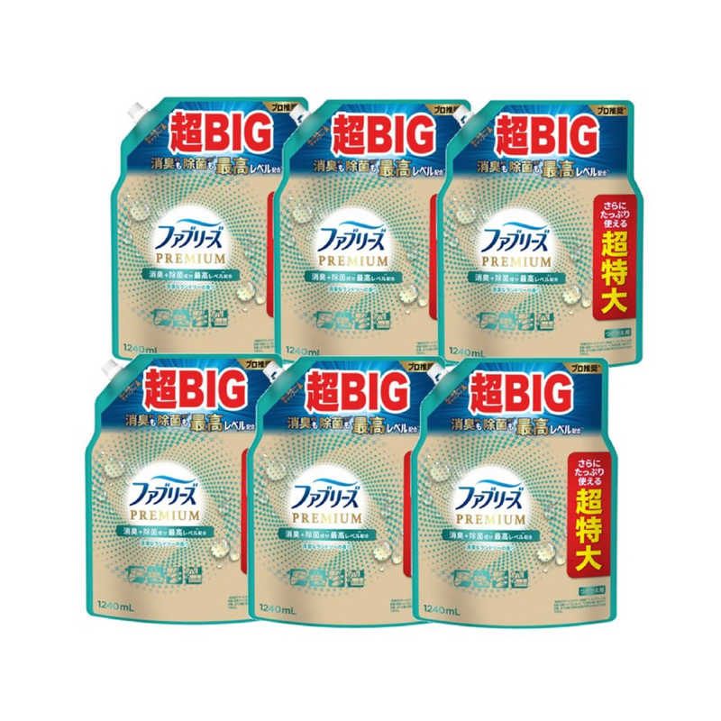 P＆G　(ケース販売) ファブリーズ W除菌＋消臭 プレミアム 清潔なランドリーの香り つめかえ用4回分×6個
